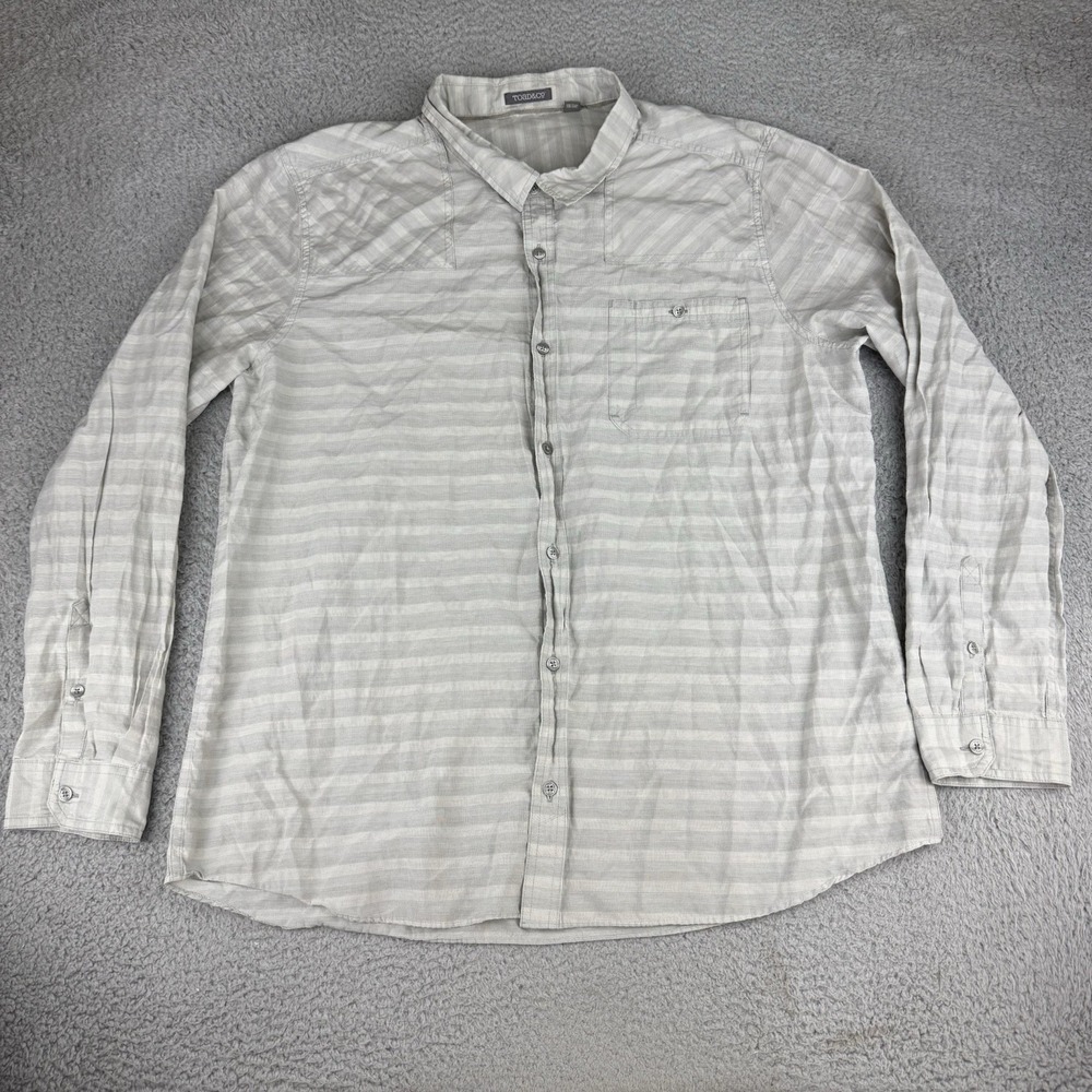 Toad & CO Men's Size XXL Organic Cotton Gray Long Sleeve Outdoor Button Up Shirt